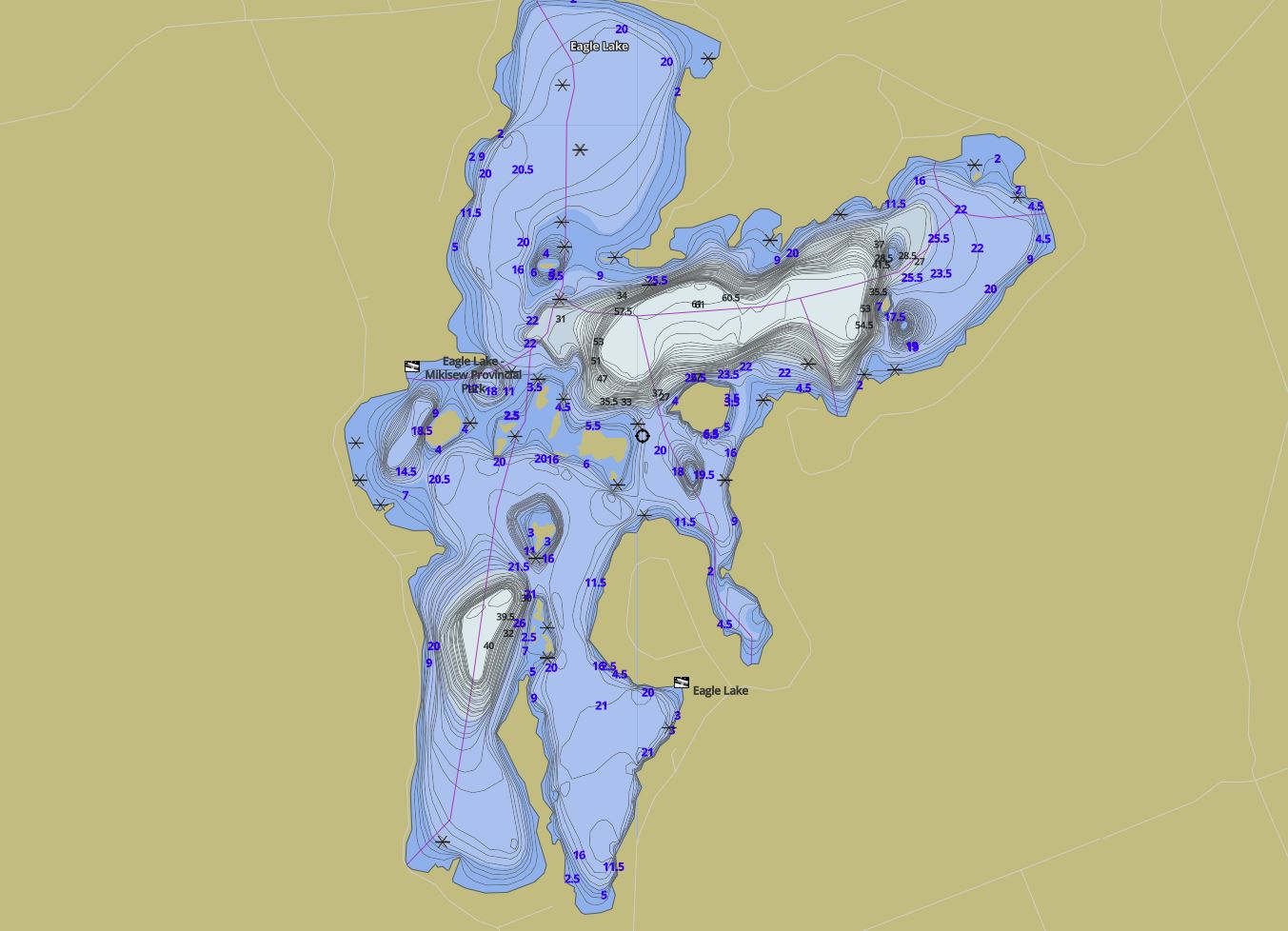 Contour Map of Eagle Lake in Municipality of Machar and the District of Parry Sound